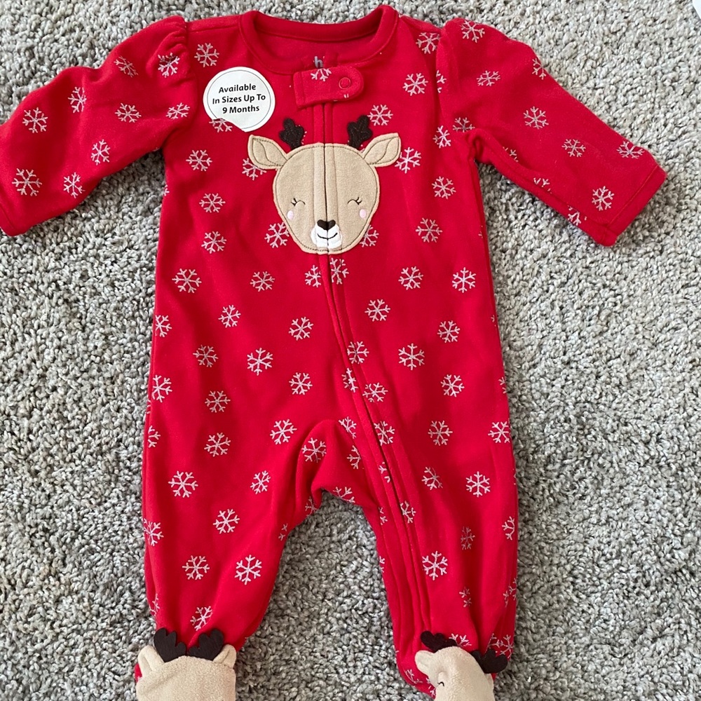 Xmas footie pajamas 0-3 months. Brand new